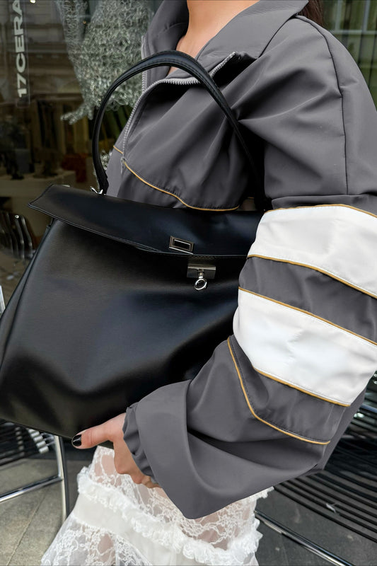 Schicke Jacke mit Stehkragen und Farbblockdesign