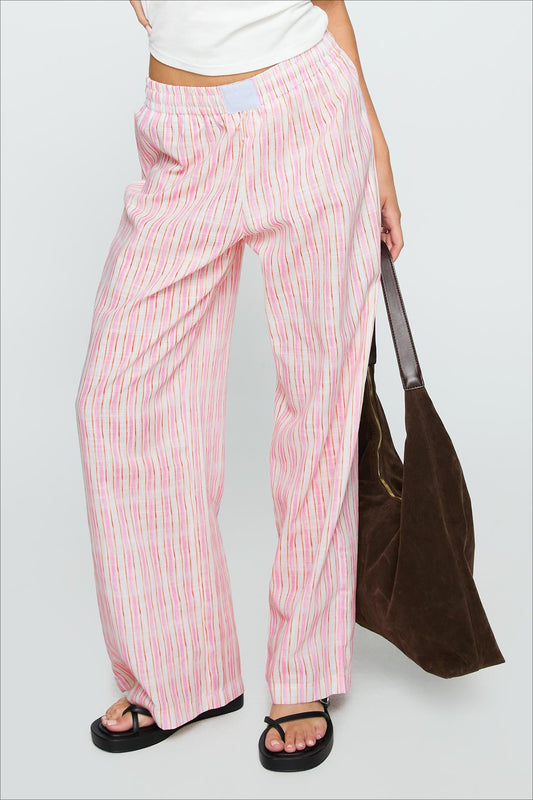Colorblock Striped Wide-Leg Relaxed Pants