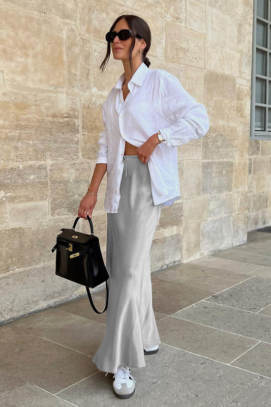 Meerjungfrau-Maxirock mit hoher Taille und Bindeband