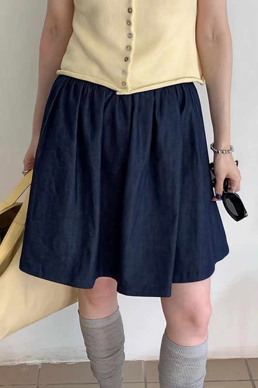 Vintage Blue High Waist A Line Denim Mini Skirt