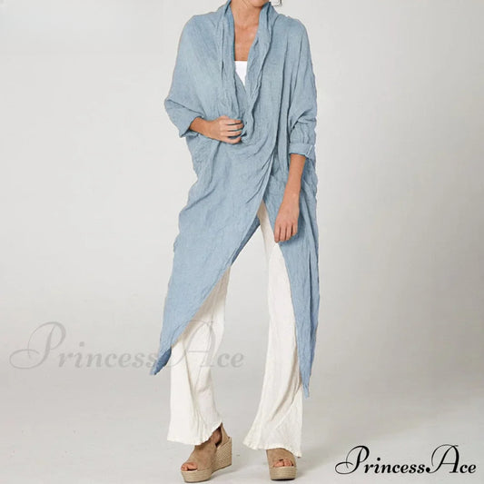 Einfarbige Bluse mit asymmetrischem Wasserfallausschnitt