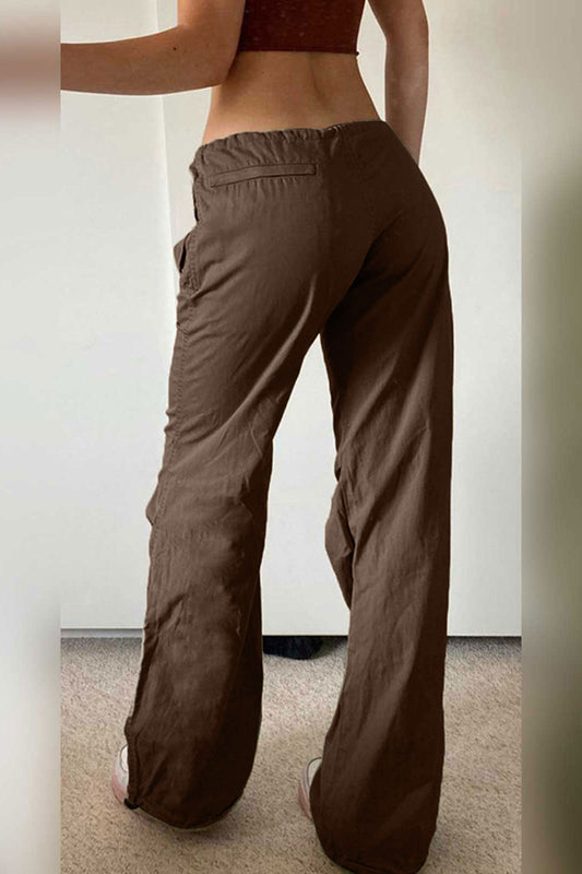 Vintage Cargohose mit hoher Taille und Kordelzug