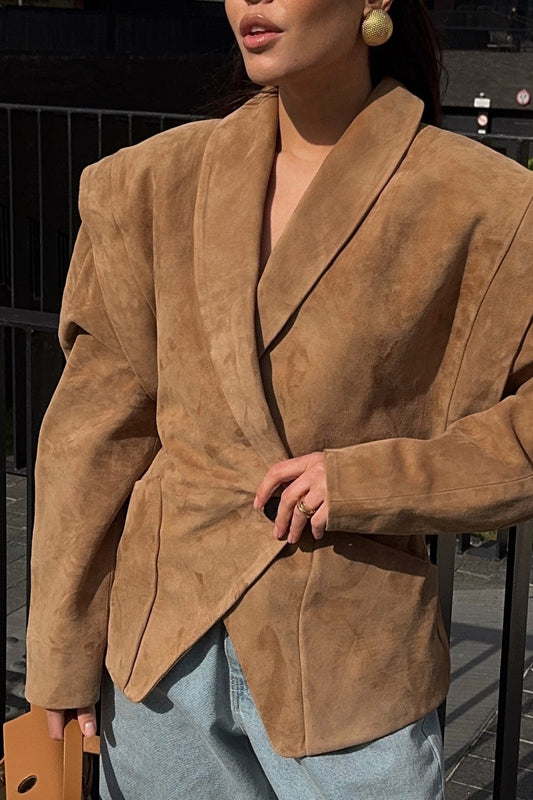 Wattierter Blazermantel in Wildlederoptik