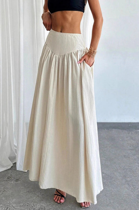 Pleated High Waist Maxi Skirt