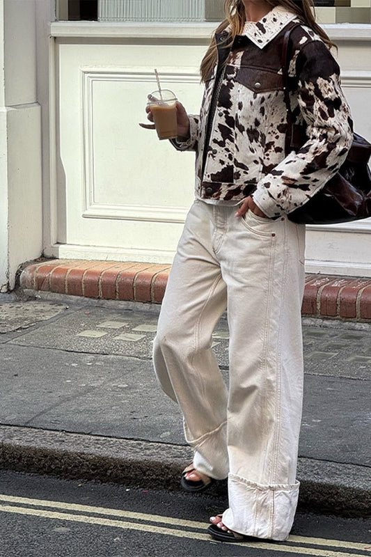 Lässiger bedruckter Overshirt-Mantel