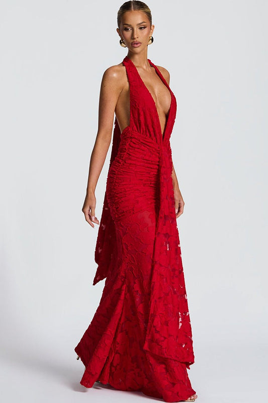 Gerafftes, figurbetontes Partykleid mit Bindebändern