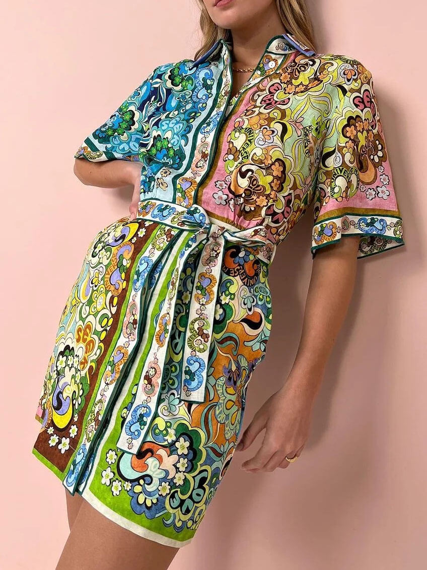 Special Satin Stylish Print Mini Dress Dresses