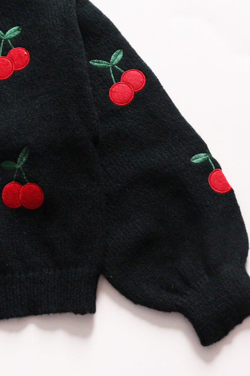 Embroidered Knit Open Front Sweater