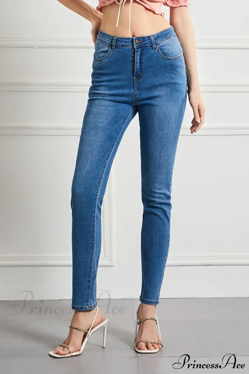 Elastic Slim High Waist Small Feet Casual Autumn Winter Jean Light Blue / S