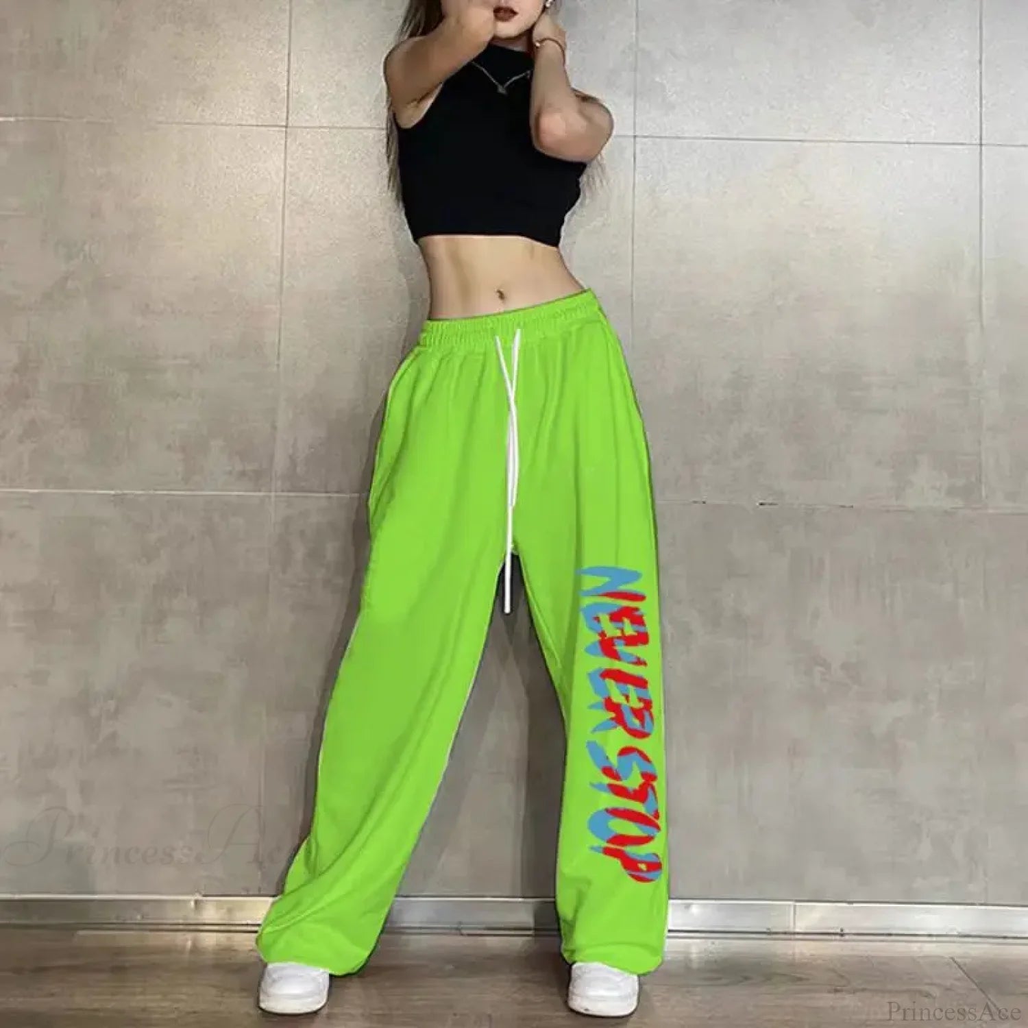 Elastic Waist Casual Jogging Pants 1 Green / S (40-50KG)