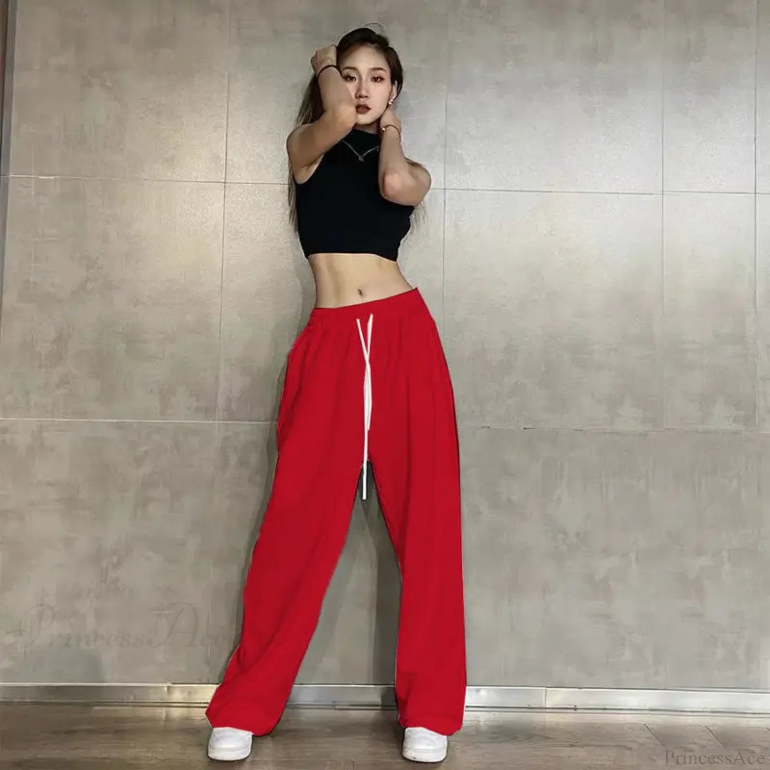 Elastic Waist Casual Jogging Pants Claret / S (40-50KG)