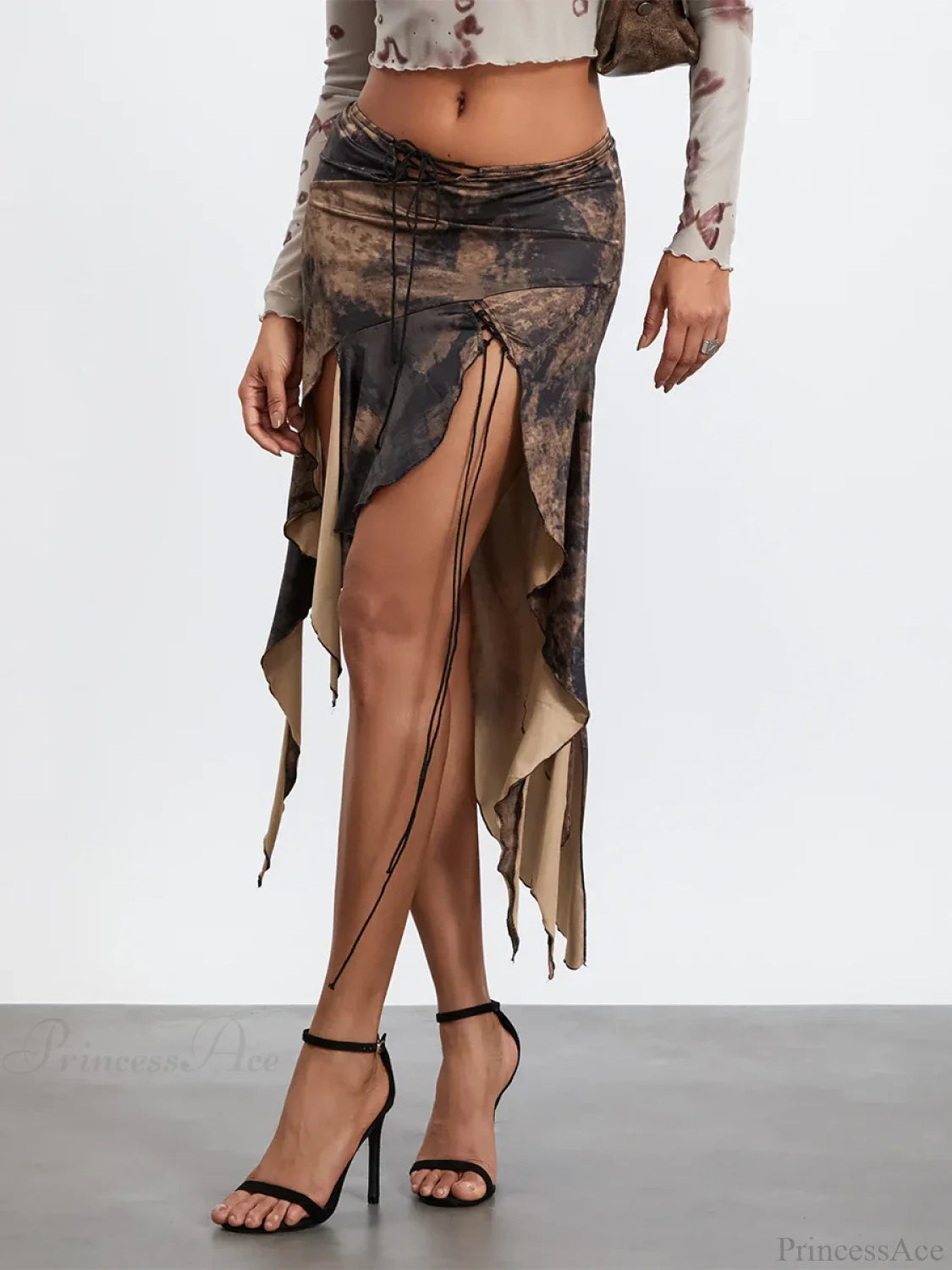 Elastic Waist Draped Ruffle Skirt