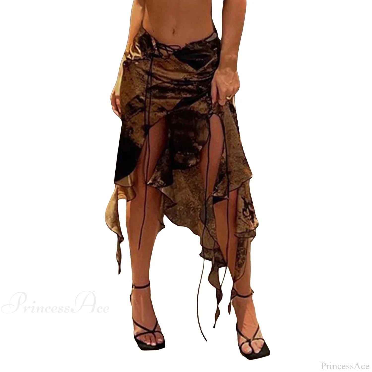 Elastic Waist Draped Ruffle Skirt