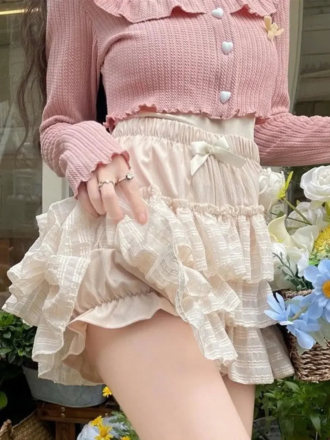 Elastic Waist Lace Skirt skirts-250223