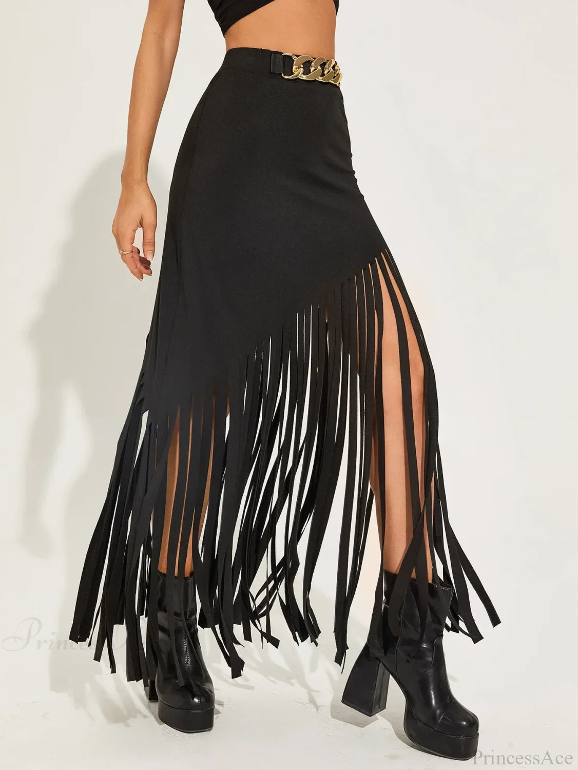 Elastic Waist Maxi Goth Skirt