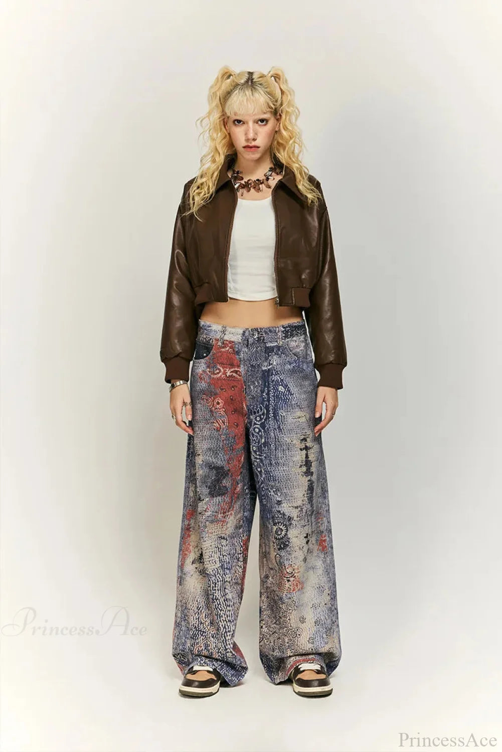 Electronic Print Gothic Denim Pant brown / XS