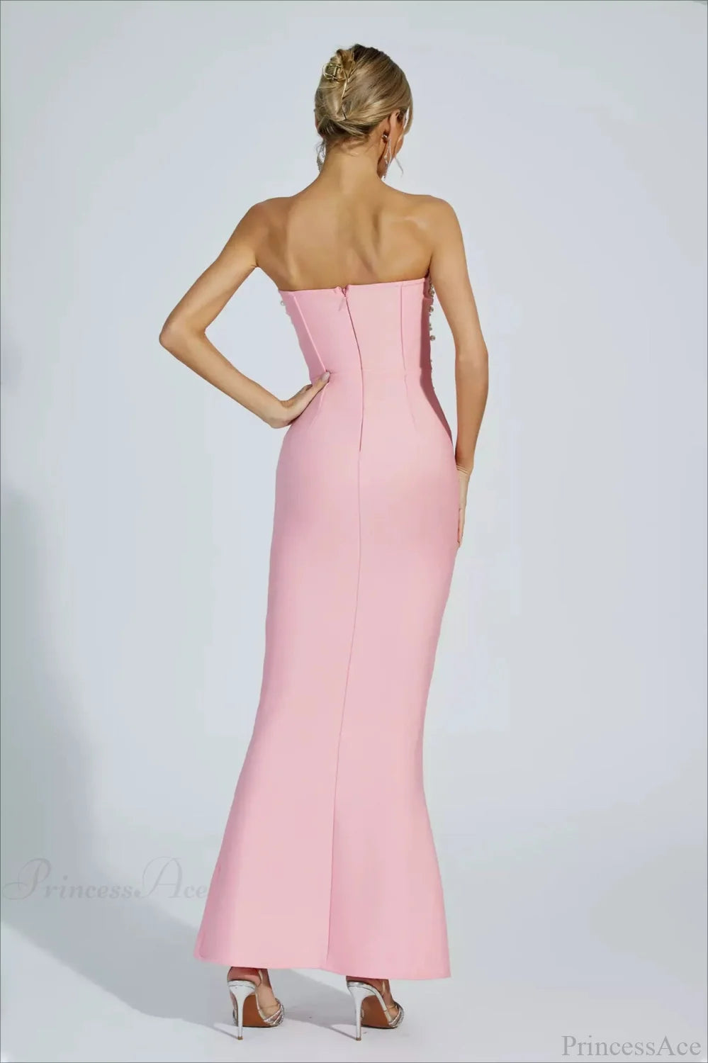 Elegant Beaded Fitted Strapless Wedding Dress