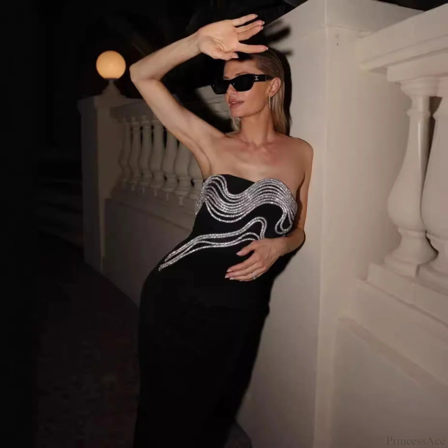 Elegant Embroidered Crystal Party Dress Prom Dress promdress-250223