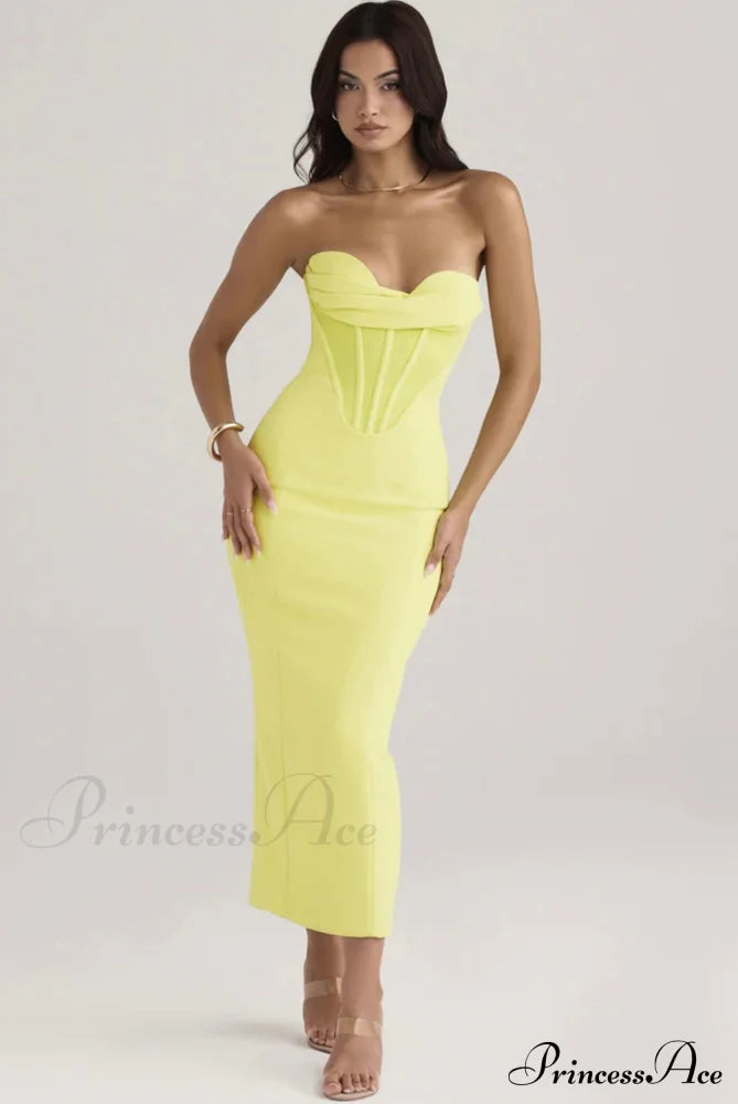 Elegant Enigma Bodycon Charming Corset Cocktail Midi Dress