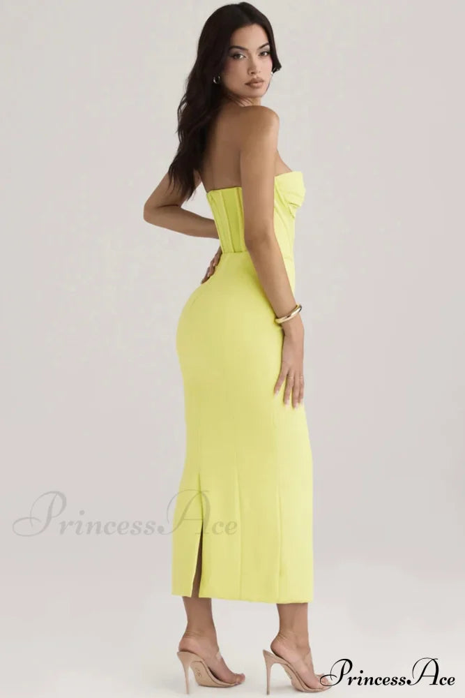 Elegant Enigma Bodycon Charming Corset Cocktail Midi Dress