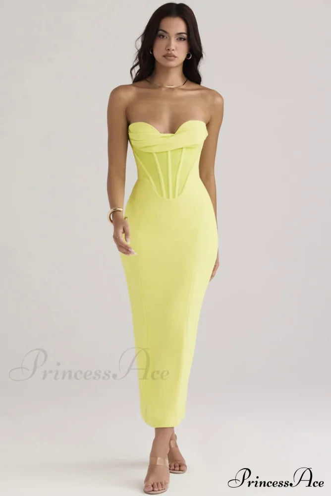Elegant Enigma Bodycon Charming Corset Cocktail Midi Dress