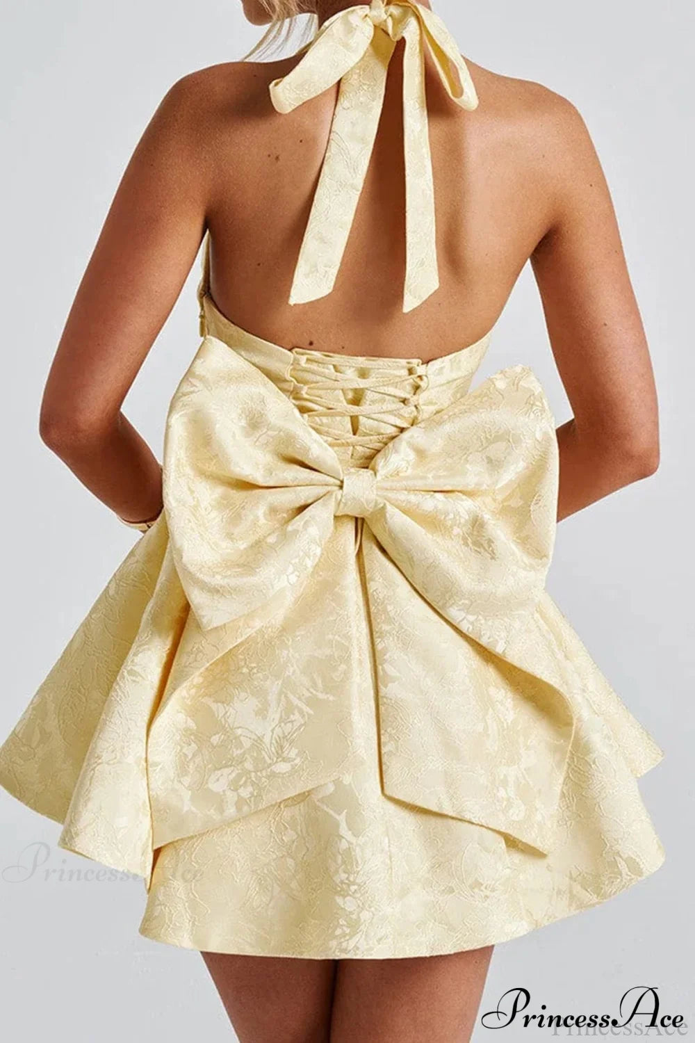 Elegant Evening Halter Bow Tie Party Dress