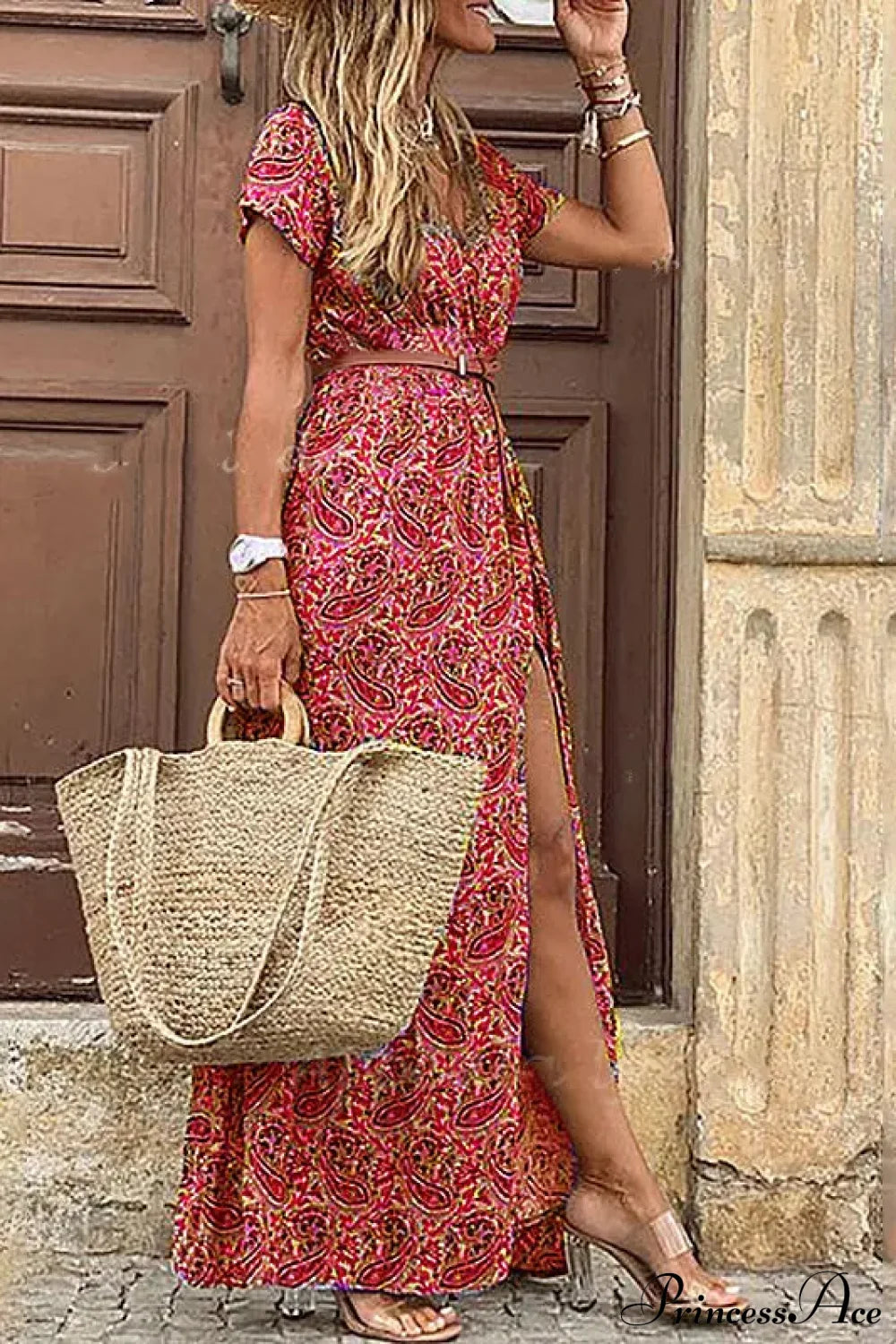 Elegant Evening Summer Long Boho Dress Dark Red / S