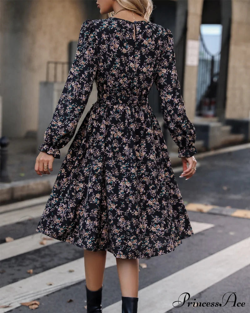 Elegant Floral Print Dress Dresses