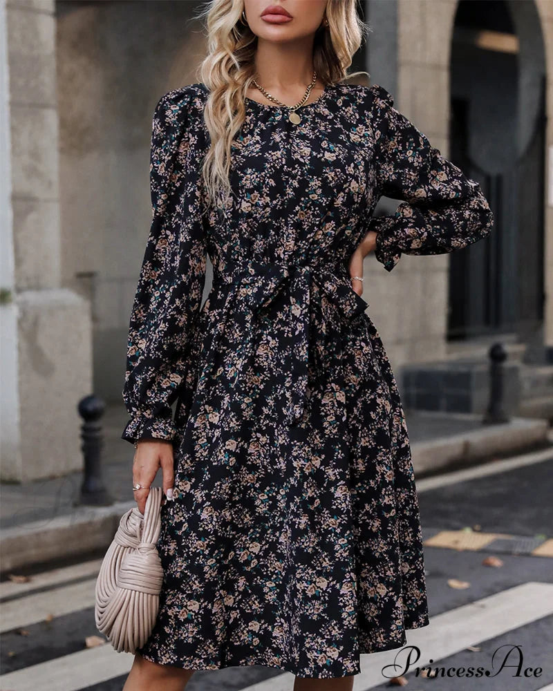 Elegant Floral Print Dress Dresses