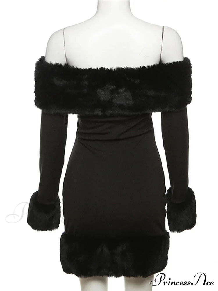 Elegant Fluffy Strapless Mini Christmas Party Dress Dresses-L