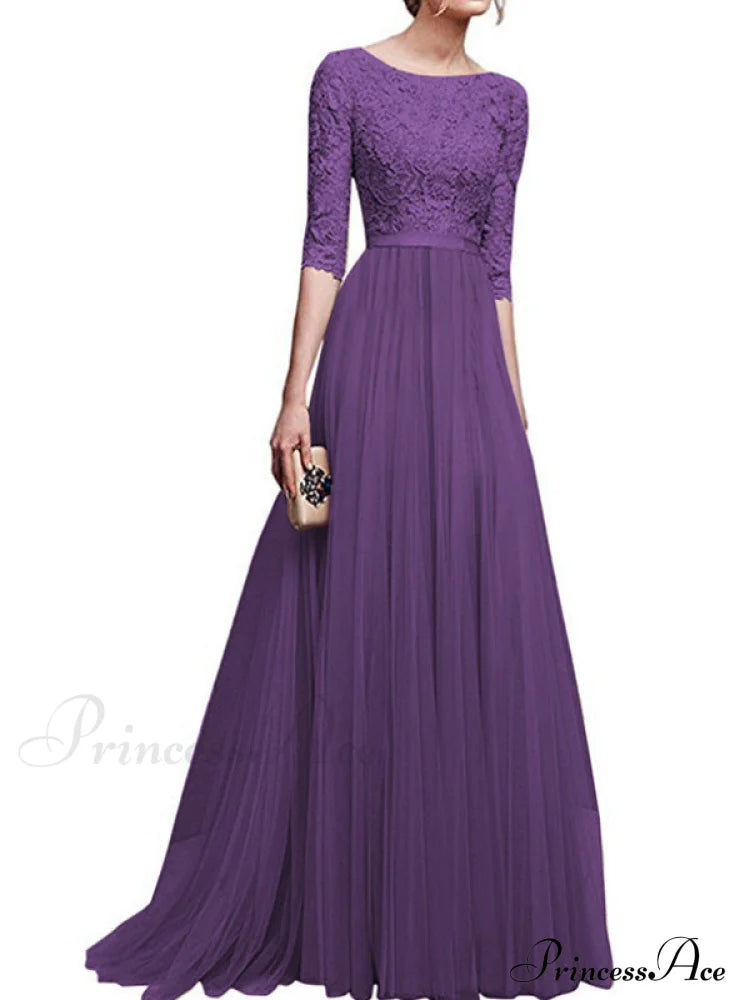 Elegant Lace Maxi Party Dress S / Black Dresses-L