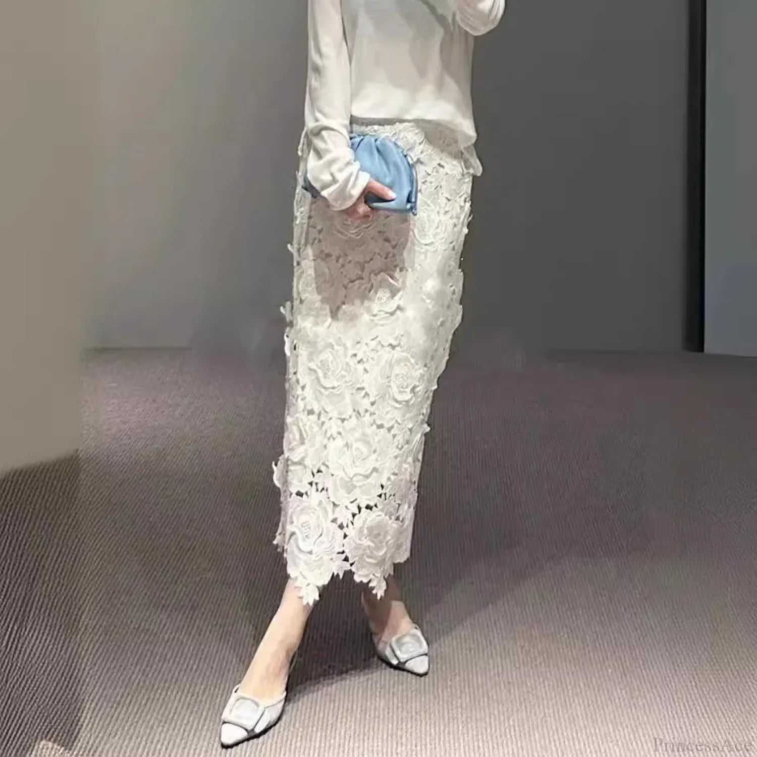 Elegant Lace Pencil Skirt for Women Work Cocktail Party