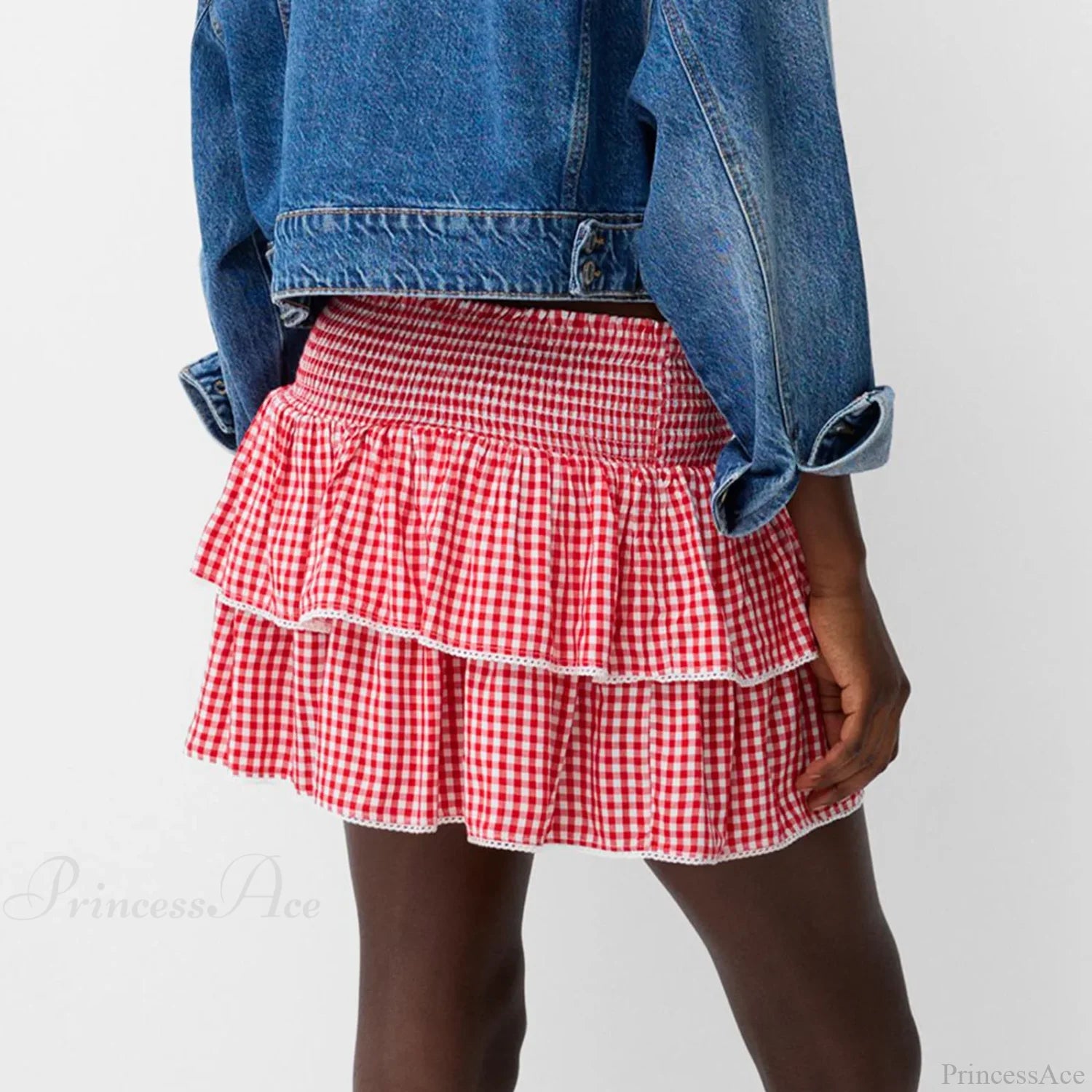 Elegant Layered Plaid Summer Skirt skirts-250223