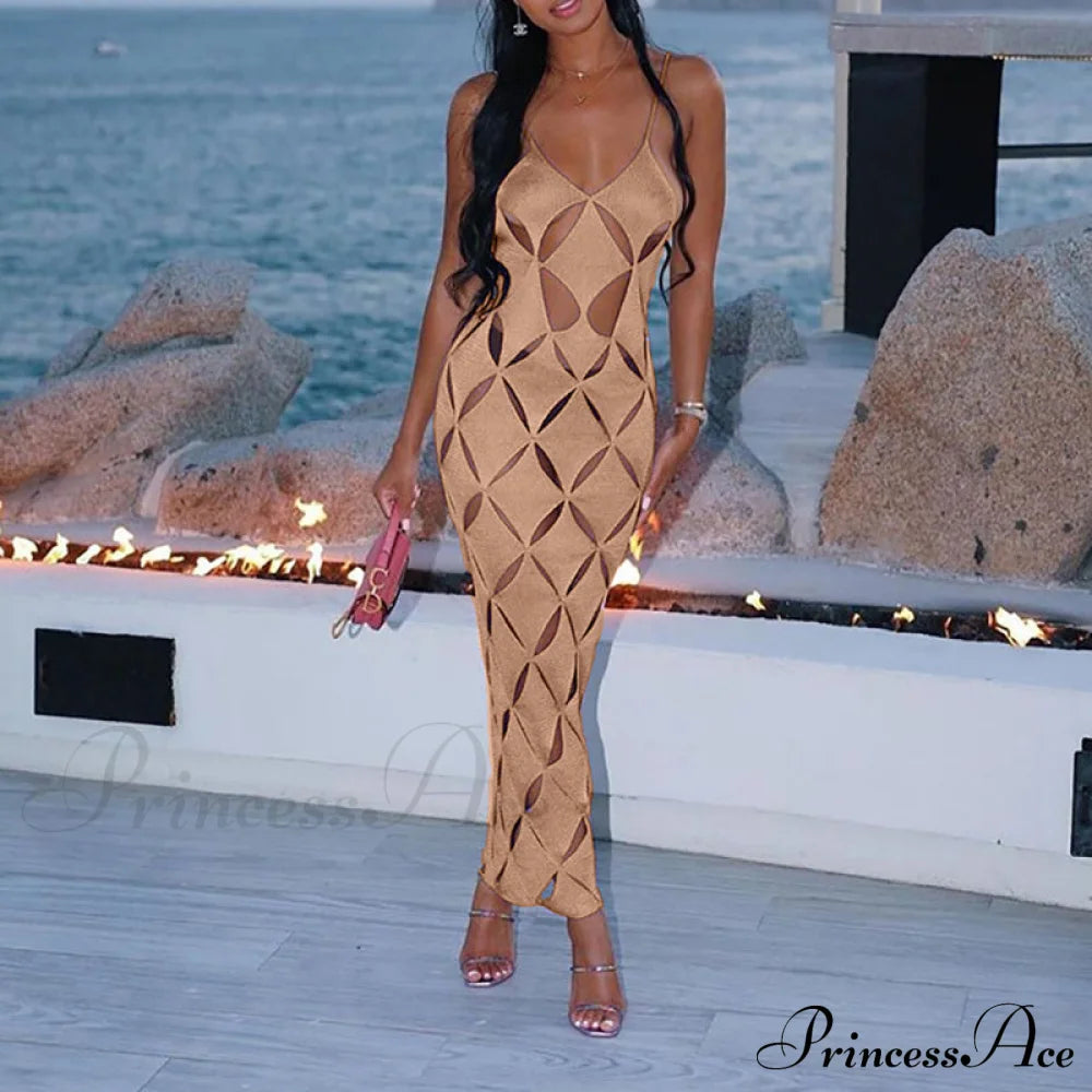 Elegant Maxi Dress For Summer Beach Party Club - Sleeveless And Backless L / Black Dresses