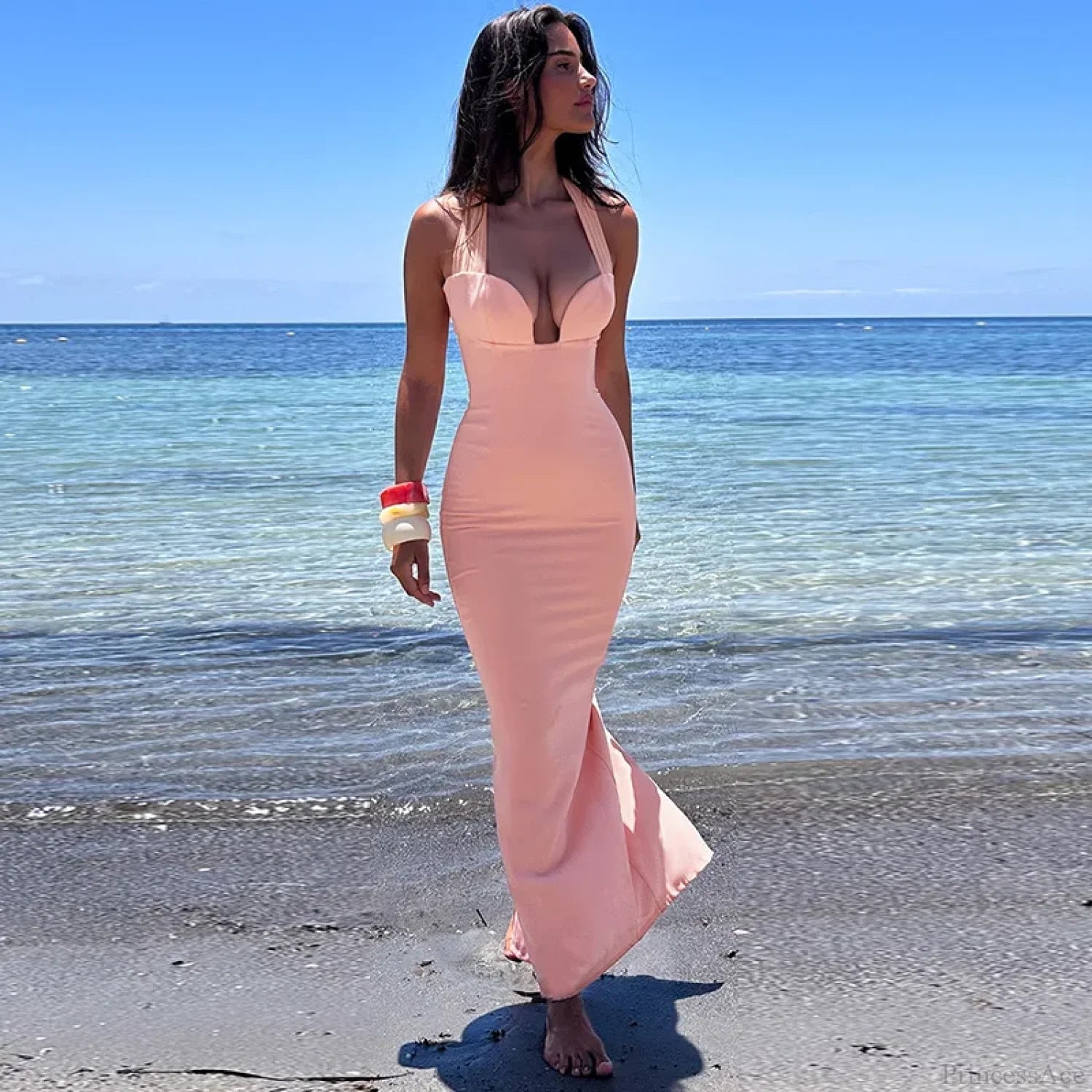 Elegant Maxi Slim Bodycon Vacation Dress vacationdress-250223