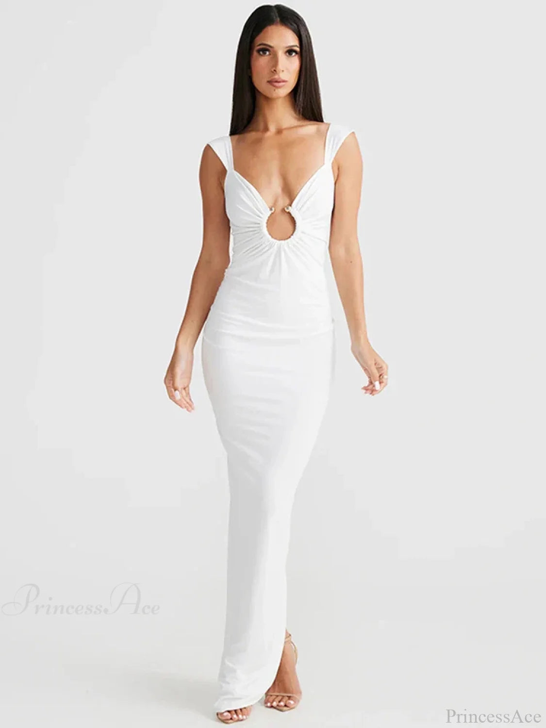 Elegant Maxi Spaghetti Strap Vacation Dress WHITE / S vacationdress-250223