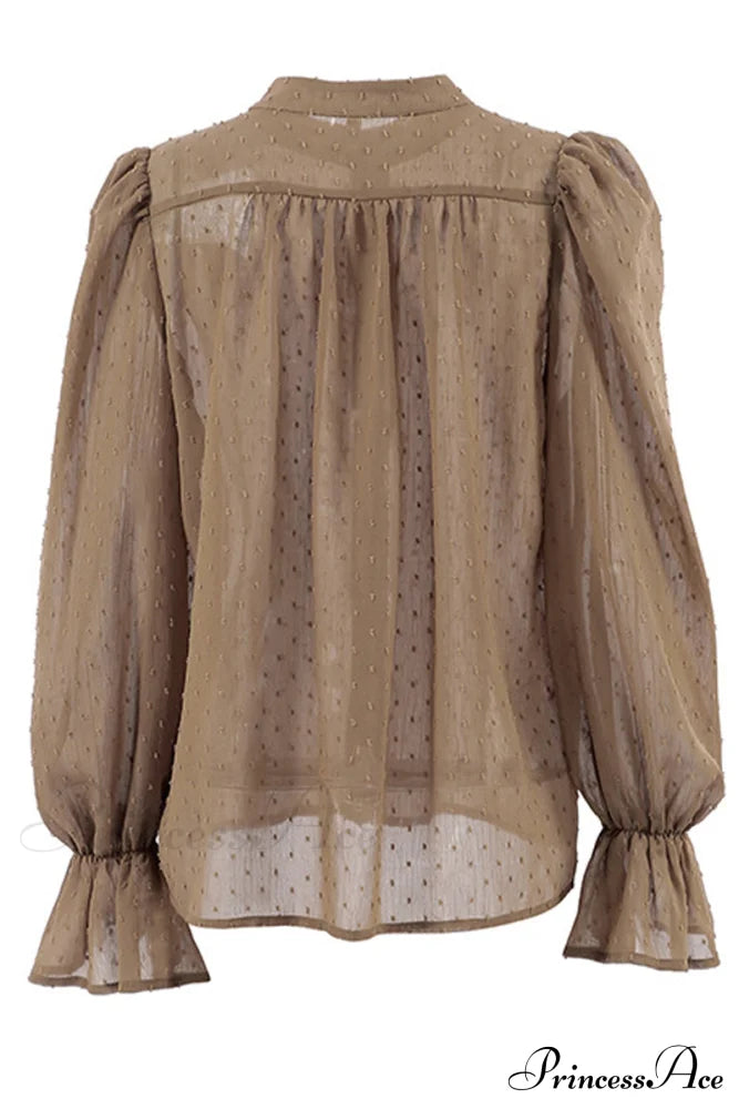 Elegant Neckline Mandarin - Flounce Blouse Solid 3 Color Options Tops/Blouses & Shirts