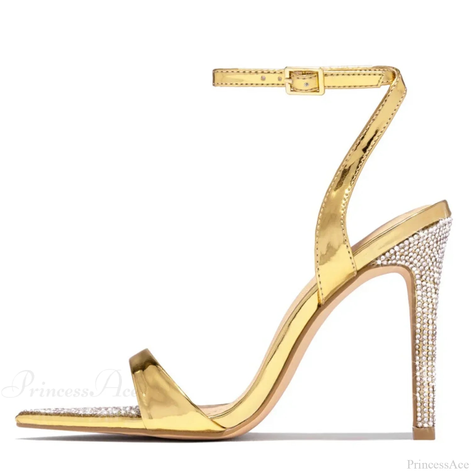 Elegant Party Sandals Wedding Banquet Shoes Crystal Rhinestones Pointed-Toe Stripper High-Heels