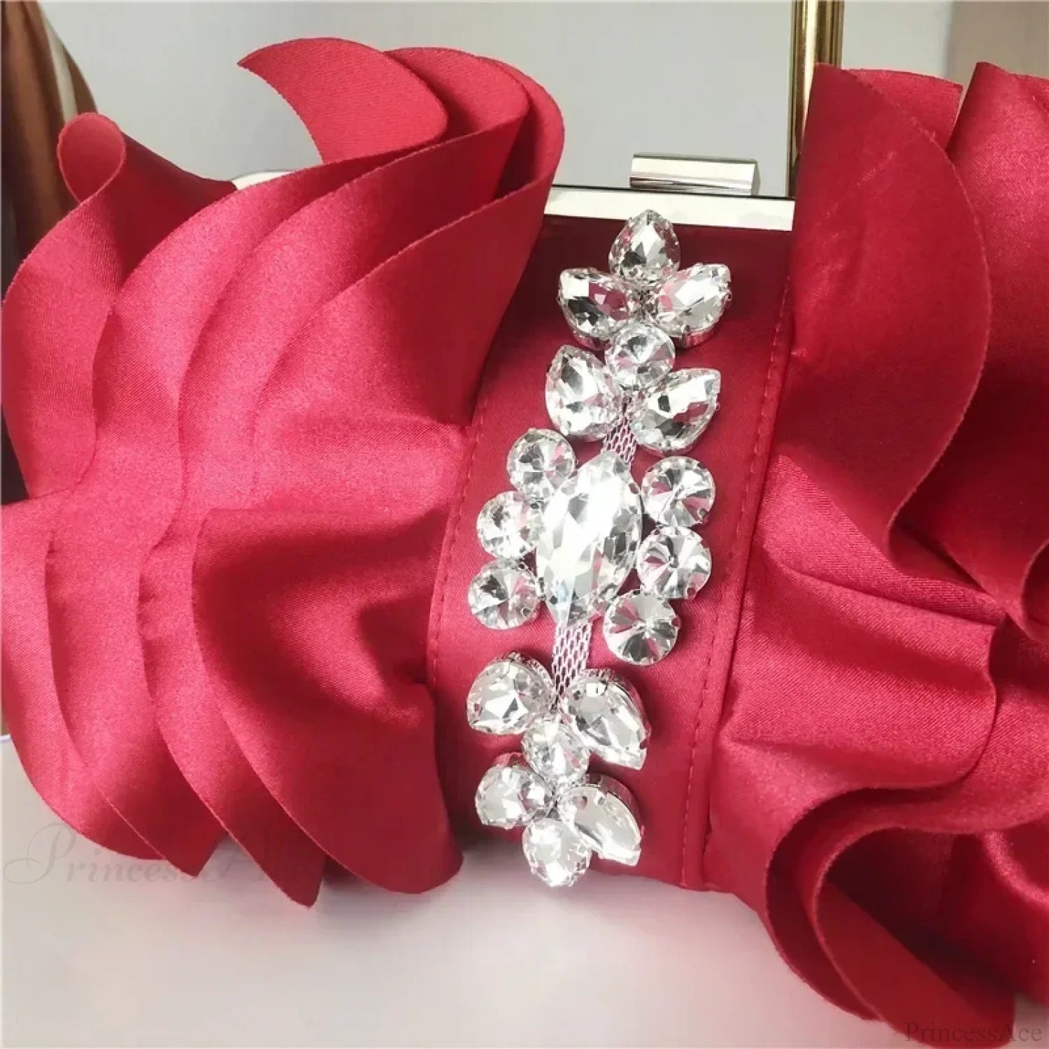 Elegant Red Evening Rhinestone Clutch Wristlet wristlet-250126