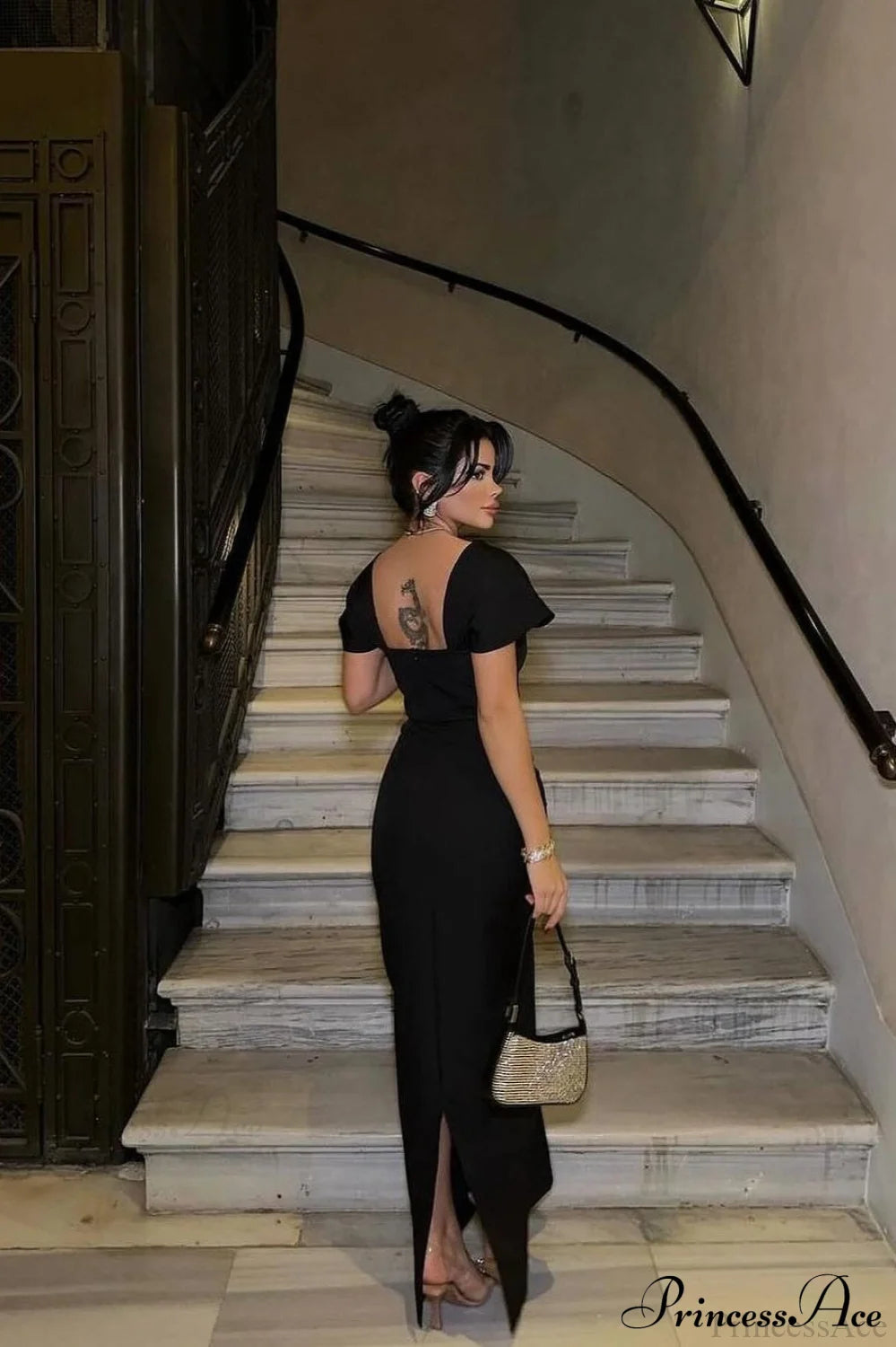 Elegant Rhinestone Strappy Party Dress