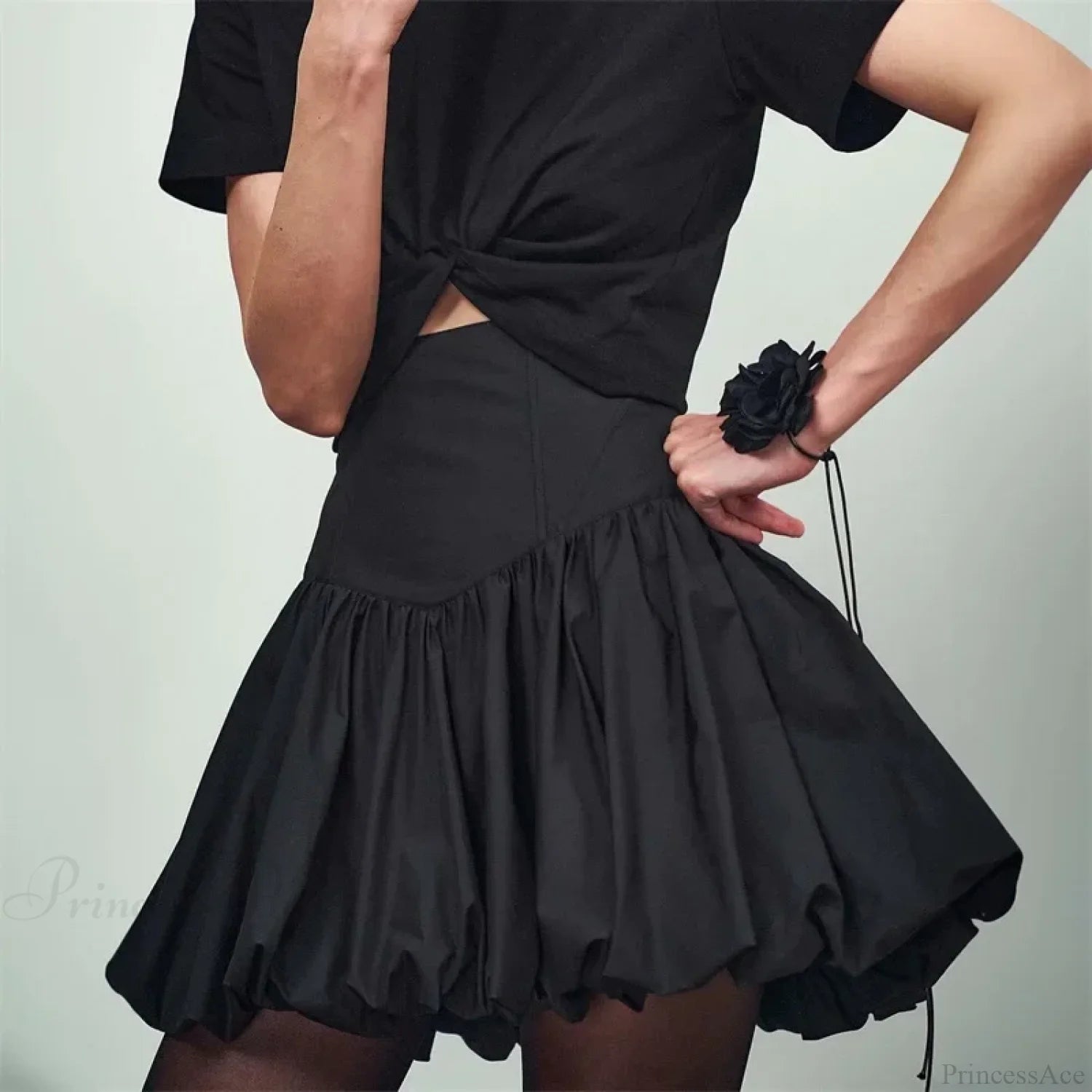 Elegant Solid Bud Mini Skirt skirts-250223