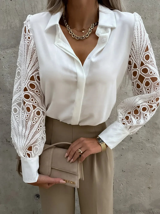 Elegant Solid Chiffon V Neck Blouse blouse-250126