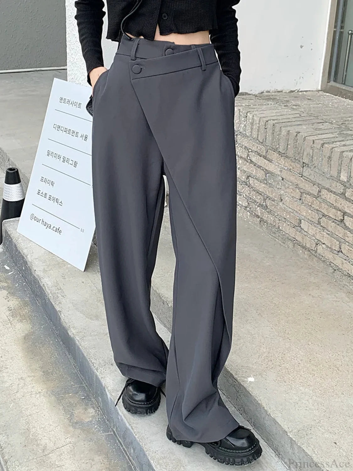 Elegant Vintage Black Suit Pants Women