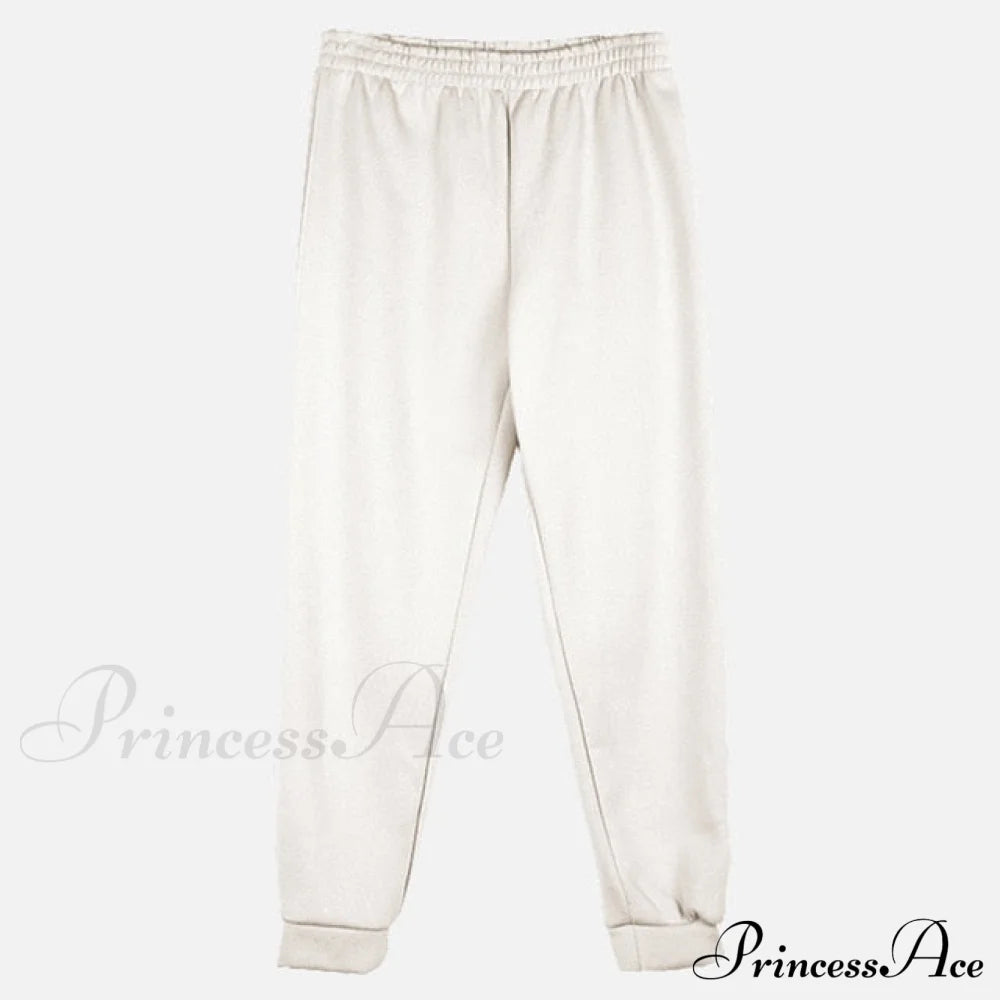 Elegant With Long Sweatshirt Women’s Set And Hoodie Lace-Up Warm Pant Solid Detail