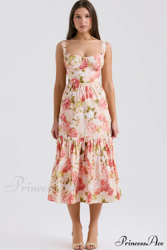 Stilvolles Midi-Sommerkleid „Elia“ mit Blumenmuster