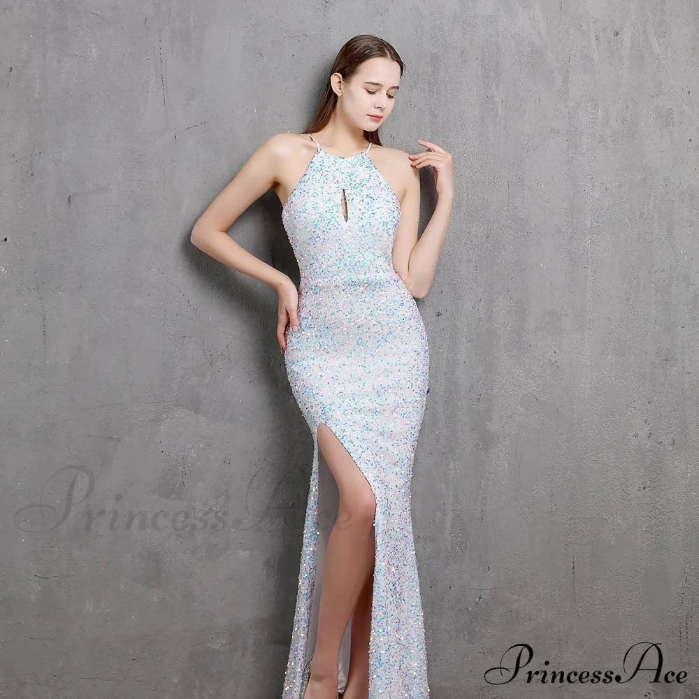 Ella Halterneck Stylish Sequined Formal Dress S.o. Long Dresses