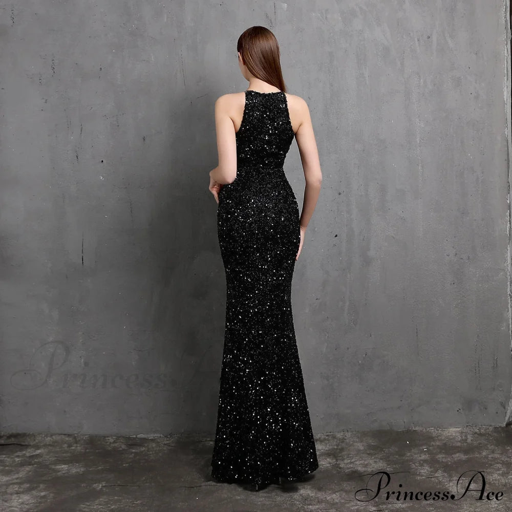 Ella Halterneck Stylish Sequined Formal Dress S.o. Long Dresses