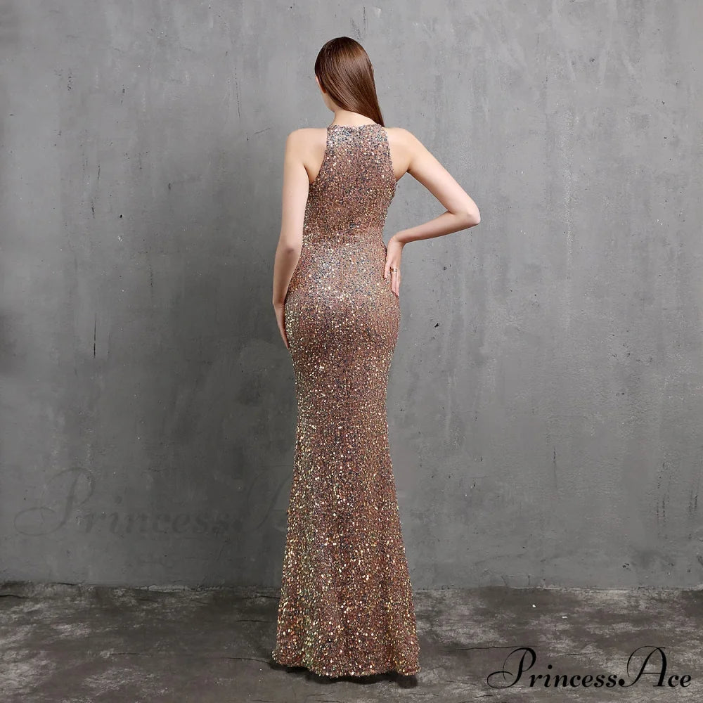 Ella Halterneck Stylish Sequined Formal Dress S.o. Long Dresses