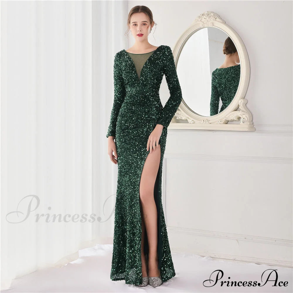 Ella Sequined Large Charming Split Mermaid Dress S.o. Long Dresses