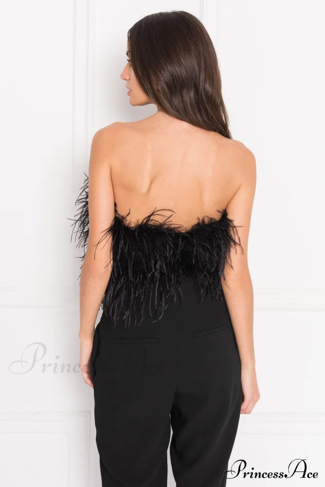 Elowen Elegant Feather Top Black / S Tops